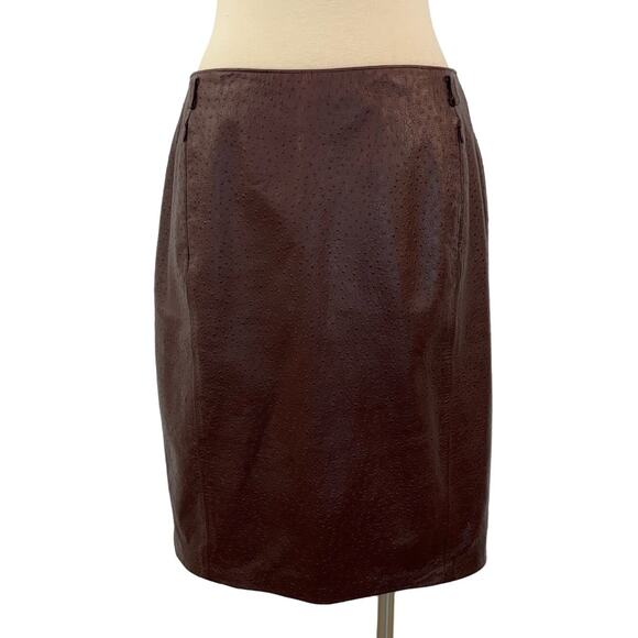 Worth Vintage Genuine Leather Pencil Skirt Brown Knee Length | Fits like Medium - Picture 1 of 9